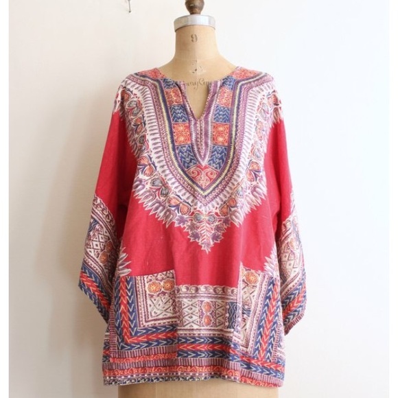 SOLD ON ETSY 💔 60s batik dashiki tunic top - Picture 8 of 8